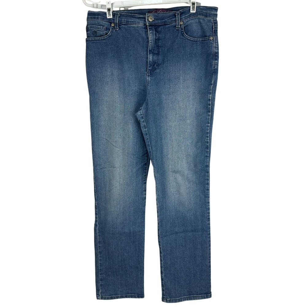 Gloria Vanderbilt Amanda Womens Blue Denim Jeans Size 10 Straight Leg